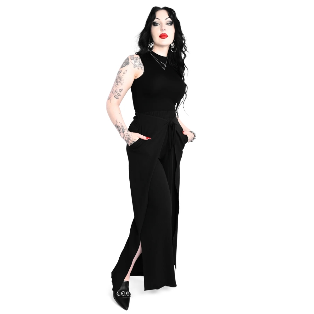 Foxblood - Wide Leg Wrap Weite Hose - Schwarz